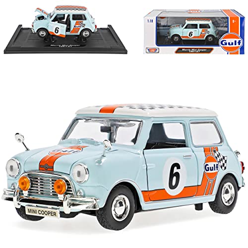 Motormax Mini Cooper Morris altes Ur Modell Gulf Blau 1959-2000 1/18 Modell Auto Motormax Mini Cooper Morris altes Ur Modell Gulf Blau 1959-2000 1/18 Modell Auto von Motormax