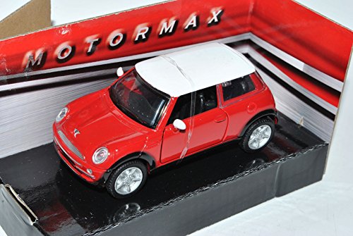 Motormax Mini Cooper Rot Weisses Dach 1. Generation R50 2001-2006 1/43 Modell Auto mit individiuellem Wunschkennzeichen von Motormax