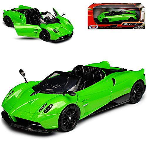 Motormax Pagani Huayra Roadster Cabrio Grün Ab 2012 1/24 Modell Auto mit individiuellem Wunschkennzeichen von Motormax