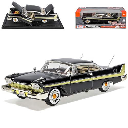 Motormax Plymouth Fury 1958 Coupe Schwarz Oldtimer 1/18 Modell Auto von Motormax