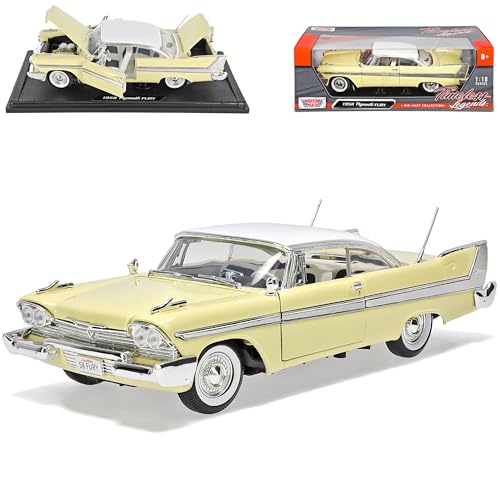Motormax Plymouth Fury Coupe Beige 1. Generation 1956-1959 1/18 Modell Auto von Motormax
