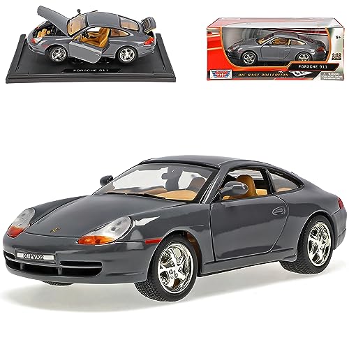 Motormax Porsche 911 996 Carrera Coupe Mattes Grau 1997-2006 1/18 Modell Auto von Motormax