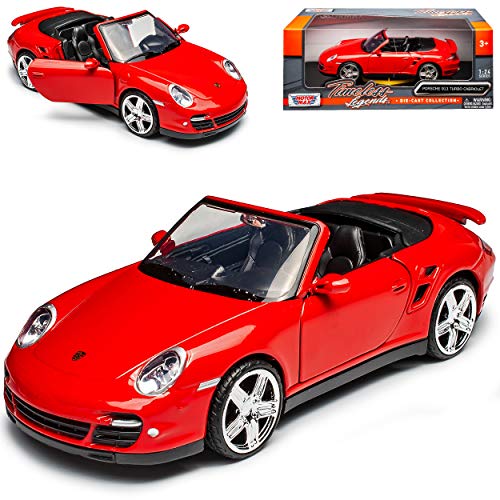 Motormax Porsche 911 997 Turbo Cabrio Rot 2004-2011 1/24 Modell Auto von Motormax