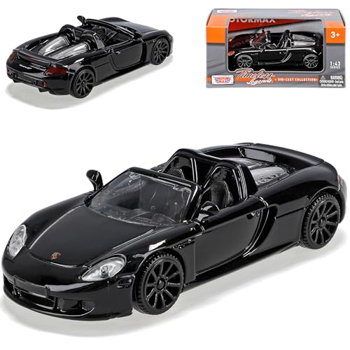 Motormax Porsche Carrera GT Cabrio Schwarz 2003-2006 1/43 Modell Auto mit individiuellem Wunschkennzeichen von Motormax