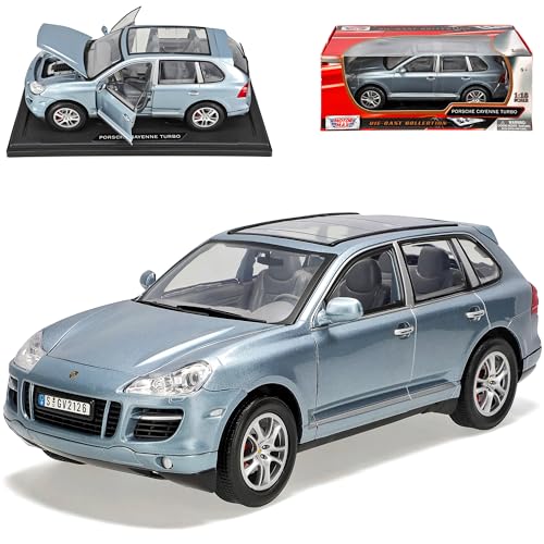 Motormax Porsche Cayenne Turbo Jarama Grau Typ 9PA 2002-2010 Facelift ab 2007 1/18 Modell Auto mit individiuellem Wunschkennzeichen von Motormax