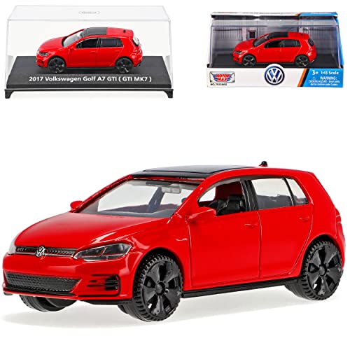 Motormax Volkwagen Golf 7 VII G*T*I 5 Türer Rot 2012-2021 mit Sockel und Vitrine 1/43 Modell Auto von Motormax