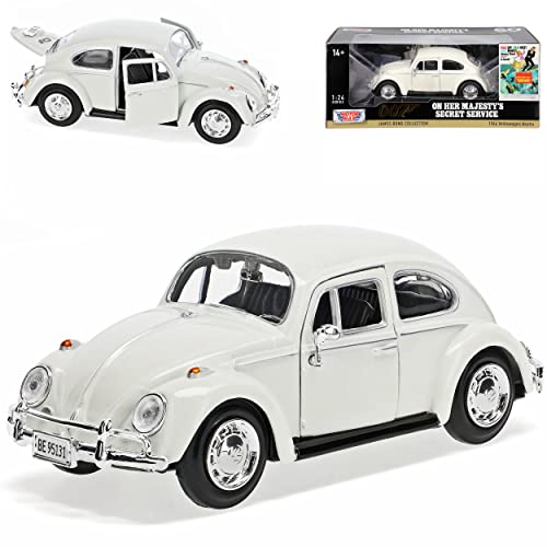 Motormax Volkwagen Käfer Coupe Weiss James Bond 007 Im Geheimdienst ihrer Majestät 1/24 Modell Auto von Motormax