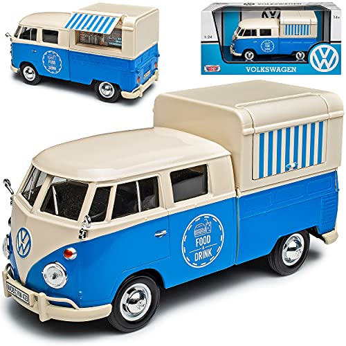 Motormax Volkwagen T1 Buli Food Truck Blau 1950-1967 1/24 Modell Auto Motormax Volkwagen T1 Buli Food Truck Blau 1950-1967 1/24 Modell Auto von Motormax