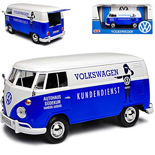 Motormax Volkwagen T1 Kundendienst Hamburg Blau Weiss 1950-1967 1/24 Modell Auto mit individiuellem Wunschkennzeichen von Motormax