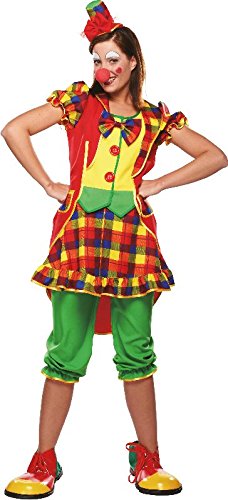Clownkostüm - Clowndame - 2-teilig: bestehend aus Hose und Kleid mit Haarreifen und Mini-Clownhut - Größe: 42 von Mottoland