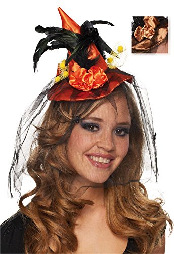 Hexenhut Blume Haarreif orange Hut Accessoires Karneval Halloween Hexe von Mottoland