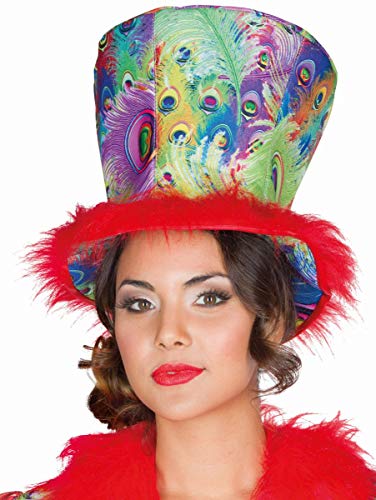 Mottoland Damen Hut Pfau Zylinder, Kostüm-Zubehör Pfauenhut Einheitsgröße Fasching Karneval von Mottoland