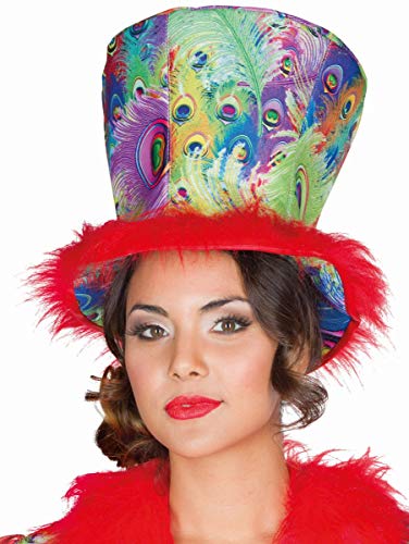 Mottoland Damen Hut Pfau Zylinder, Kostüm-Zubehör Pfauenhut Einheitsgröße Fasching Karneval von Mottoland
