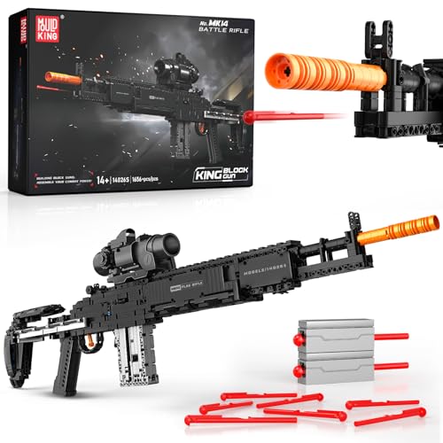 Mould King 1:1 MK14 Building Blocks Sets, Gewehrmodellspielzeug mit Schießfunktion, 14026 Militärmodellbaukasten für Erwachsene/Teens, 1606 PCS von Mould King