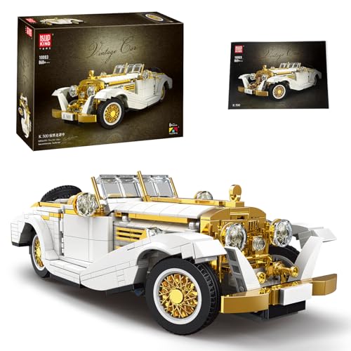 Mould King 10003 Technik Oldtimer Auto Bausteinsets, 868 Teile MOC Kreativität Retro Auto Modell Bausteine, Geschenke für Kinder ab 8 Jahren/Erwachsene Sammler Enthusiasten von Mould King
