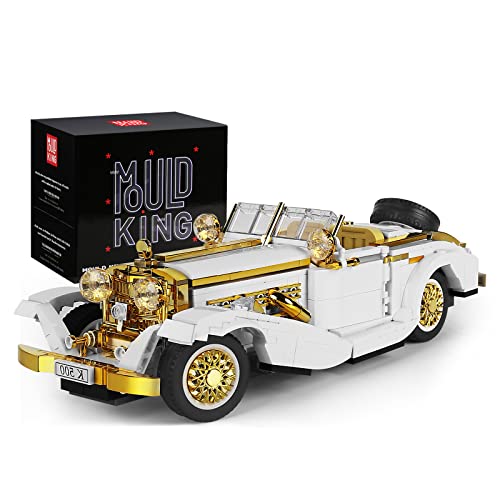 Mould King 10003 Technik Oldtimer Auto Modell, Vintage Auto Klemmbausteine Bausatz Montageziegel Hightech-Automodell Kinder Lernspielzeug von Mould King