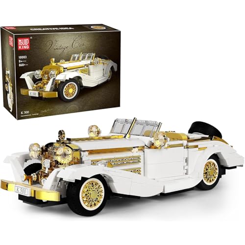 Mould King 10003 Technik Oldtimer Auto Modell Bausteine, Technik Retro Auto Modell Bauset, 868+Teile Hightech Automodell Kinder Lernspielzeug Geburtstagsgeschenk für Kinder(Ohne Motor) von Mould King