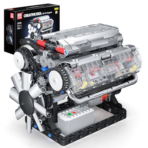Mould King 10088 Technik Motor Bausteine Modell, Engine Modellbausatz Klemmbausteine für Erwachsene, MOC Benzinmotor als Spielzeug/Geschenk/Sammlerstücke (552 Teile) von Mould King