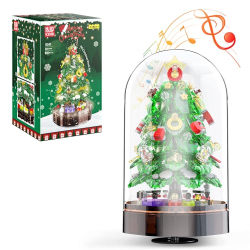 Mould King 10090 Weihnachtsbaum Bausteine Drehbare Weihnachten spieluhr Klemmbausteine mit LED Licht Weihnachten Geschenke Spielzeug für Erwachsene und Kinder (688 Teile) von Mould King