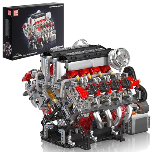 Mould King 10130 Technik V8 Motor Bausatz Bausteine F488 Auto Motor Modell Klemmbausteine Simulation Motors mit Funktionsfähiges Engine Kit für Erwachsene(2718 Teile) von Mould King