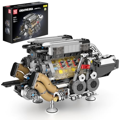 Mould King 10131 Technik Motor Bausteine Modell, Engine Modellbausatz Klemmbausteine für Erwachsene, MOC Benzinmotor als Spielzeug/Geschenk/Sammlerstücke (852 Teile) von Mould King