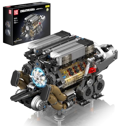 Mould King 10131 Technik W16 Motor Bausatz Bausteine Motor Modell Klemmbausteine Simulation Motor mit Vier Turbolader Engine kit für Erwachsene (952 Teile) von Mould King