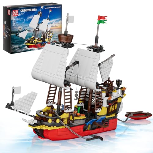 Mould King 10137 Klemmbausteine Schiff Redbeards Rache Piratenschiff Bausteine Fischerboot Spielzeug Segelschiff Modellbausatz Geschenk für Erwachsene und Kinder (928 Teile) von Mould King
