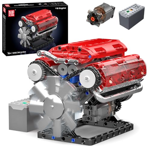 Mould King 10155 Technik V8 Motor Bausteine Spielzeug, Engine Klemmbausteine Bausatz Geschenk für Jungen Mädchen ab 8 Jahren(552 Teile) von Mould King