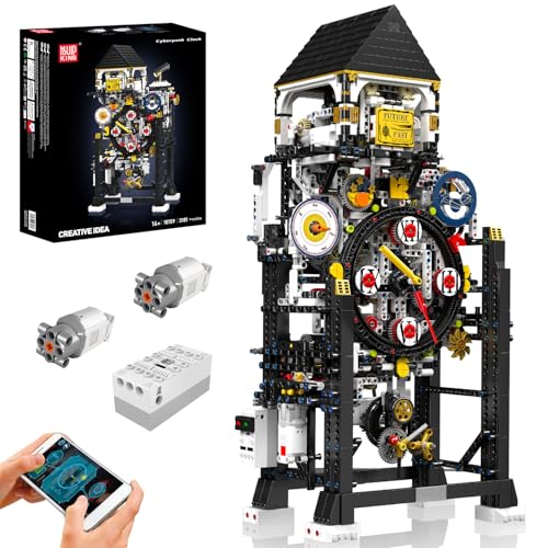 Mould King 10159 Cyberpunk Uhr Bausatz Klemmbausteine Set, 3181+ Teiles Elektrische Wecker Modell Bausteine Set, STEM Kreativ Uhr Modell Bausteine Kit für Erwachsene/Kinder 14+ von Mould King