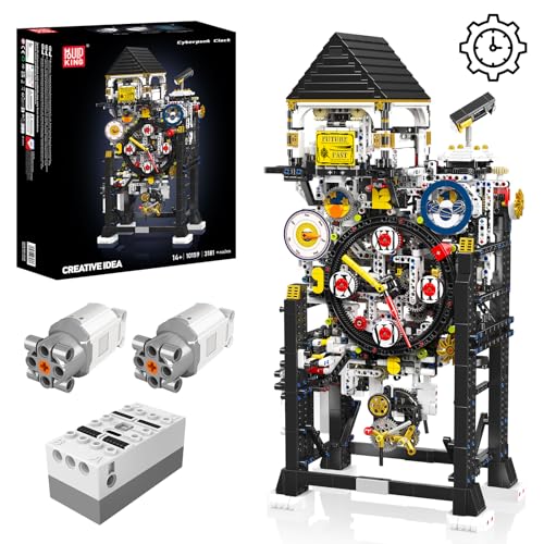 Mould King 10159 Cyberpunk-Uhr Bausteine Bausatz – Kreatives Geschenk für Jungen Mädchen – Modernes Design als Deko für Zuhause (3181 Teile) von Mould King