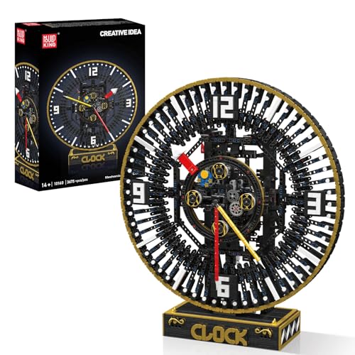 Mould King 10160 Mechanische Uhr Klemmbausteine Bausatz Kit, MOC 3675+ Stücke Uhrenmodell mit Elektromotor und Hauptfeder, STEM Kreativ DIY Uhr Modell Bausteine Kit für Erwachsene/Jugendliche von Mould King