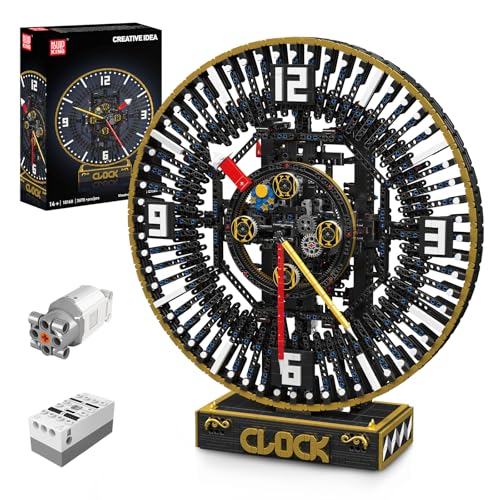 Mould King 10160 Technik MOC Cyberpunk-Mechanische-Uhr-Bausteinmodell-Set, mit elektrischem Uhrwerkmechanismus APP ferngesteuert Mechanische Großuhr Technologie Klemmbausteine Bausatz （3675+Teile） von Mould King