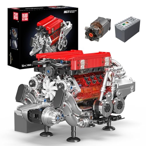 Mould King 10163 Technik W16 Motor Set für Erwachsene, Elektromotorantrieb Engine Modell, Ausstellungsstück für Sammler (955Teile) Technologie Klemmbausteine Bausatz von Mould King