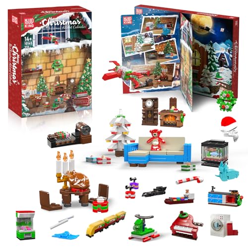 Mould King Adventskalender 2025 Weihnachtsbaum Bausteine Set - 725 Teile 24 Tage Countdown Kalender Weihnachten Spielzeug, Weihnachts Bausatz Adventskalender Geschenke für Kinder Jungen Mädchen (Rosa) von Mould King