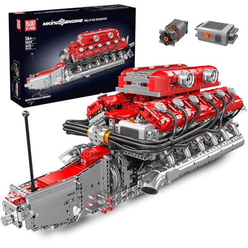 Mould King 10169 Technik V12 Motor Bausteine Spielzeug Modell, MOC Engine Klemmbausteine Bausatz Geschenk, Automotor-Bautechnik-Spielzeug für Kinder/Erwachsene Sammlungen (3472 Teile) von Mould King
