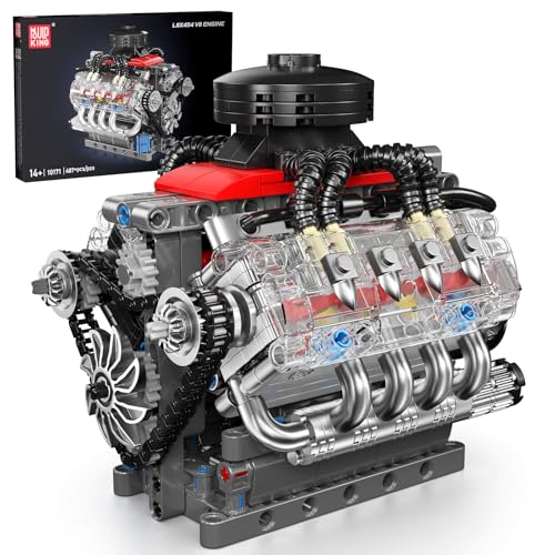 Mould King 10171 Technik Motor Bausteine Modell, Engine Modellbausatz Klemmbausteine für Erwachsene, MOC Benzinmotor als Spielzeug/Geschenk/Sammlerstücke (487 Teile) von Mould King
