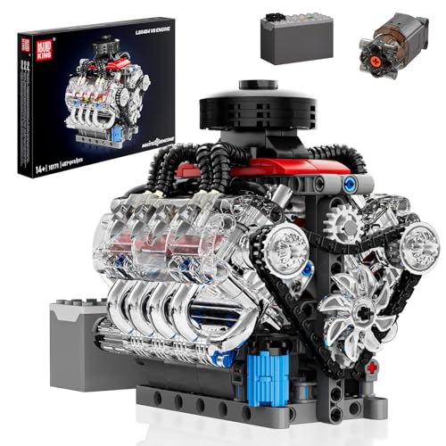 Mould King 10171 Technik V8 Motor Bausatz Bausteine Klemmbausteine Motor LSX454 V-8 Engine Kit Klemmbausteine Benzinmotor Modell für Auto LKW Fans(487 Teile) von Mould King