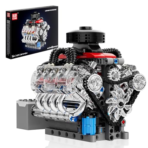 Mould King 10171 Technik V8 Motor Bausatz Bausteine Klemmbausteine Motor LSX454 V-8 Engine Kit Klemmbausteine Benzinmotor Modell für Auto LKW Fans(487 Teile) von Mould King