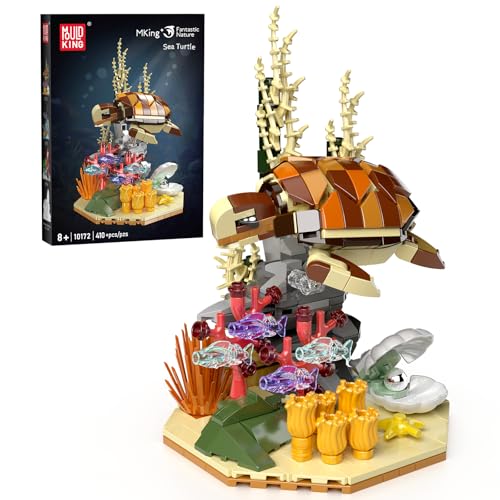 Mould King 10172 MOC Schildkröten Bausteine mit Sockel Modell Tier Bauspielzeug Klemmbausteine Meerestiere Set DIY Bauspielzeugsets Geschenke für 8+ Kinder und Erwachsene(410 Teile) von Mould King