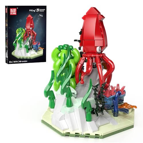 Mould King 10174 MOC Klemmbausteine tintenfisch mit Sockel Tier Bauspielzeug Bausteine Meerestiere Set DIY Bauspielzeugsets Geschenke für 8+ Kinder und Erwachsene(416 Teile) von Mould King