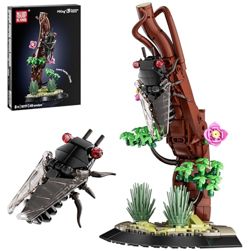 Mould King 10177 Blumen Insekten Klemmbausteine Zikade Bauspielzeug Insekt Bausteine Botanical Collection Tier Display Modell Deko Kompatibel mit Andere Marke(415 Teile) von Mould King
