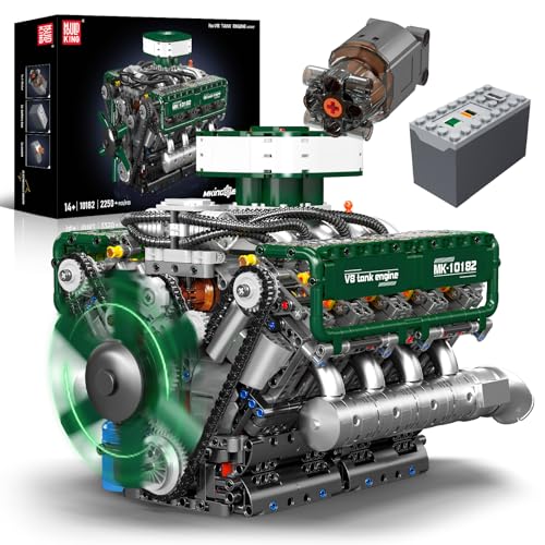 Mould King 10182 Technik V8 Motor Bausteine Spielzeug Modell, MOC Tank Engine Klemmbausteine Bausatz Geschenk, Automotor-Bautechnik-Spielzeug für Kinder/Erwachsene Sammlungen (2250 Teile) von Mould King