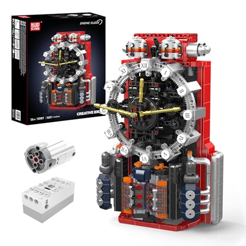 Mould King 10187 Technik Cyberpunk-Uhren Set, 1601 Teile kreative Uhren Modellbausteine für Erwachsene, MOC Elektrisches mechanisches Bausteinmodell Klemmbausteine Bausatz Spielzeug von Mould King