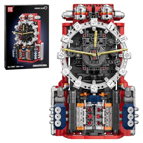 Mould King 10187 Technik Ferngesteuert Mechanische Engine Uhr Klemmbausteine mit APP Retro Pendeluhr Bausteine DIY Bauspielzeug Kompatibel mit Andere Marken(1601 Teile) von Mould King