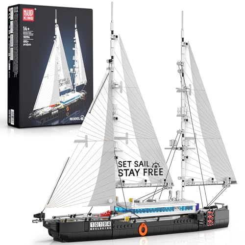 Mould King Schiff Bausteine Klemmbausteine, 10194 Modell eines Langstrecken-Segelbootes für Erwachsene, ideal als Wohnaccessoire und Sammlerstück für Bootsliebhaber(893Teiles+) von Mould King