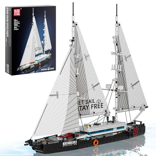 Mould King 10194 Klemmbausteine Schiff Bausteine Segelschiff mit Stoffsegeln Groß Ketch Schiff Spielzeug Modell Segelboot Modellbausatz Kompatibel mit Andere Marken(893 Teile) von Mould King