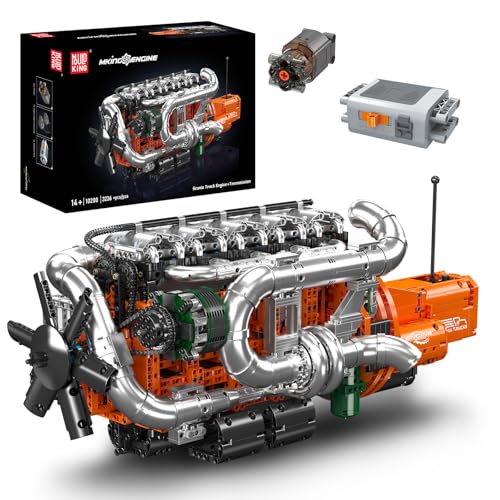 Mould King 10200 MOC Technik LKW-Motor- und Getriebemodell Blockbausatz Technologie Klemmbausteine Bausatz Enthält Motor und Batteriekasten Hochpräzises mechanisches Montageset (3236 Teile +) von Mould King