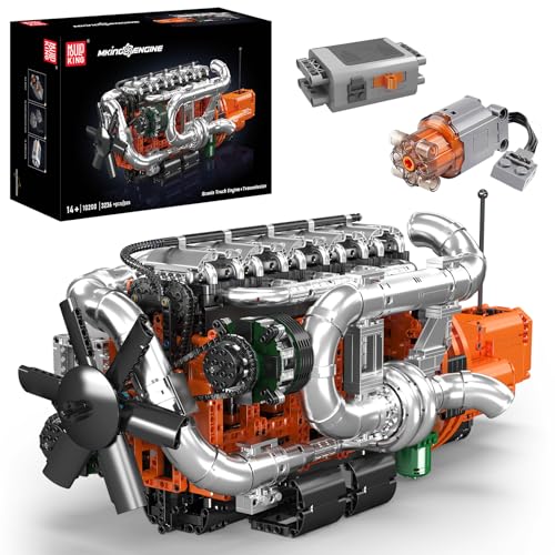 Mould King 10200 Technik LKW-Motor Bausteine Spielzeug Sets, 3070 Stück Engine Klemmbausteine mit Batteriemotor und Getriebe, Spielzeug Sammlermodell Geschenke für Kinder/Erwachsene von Mould King