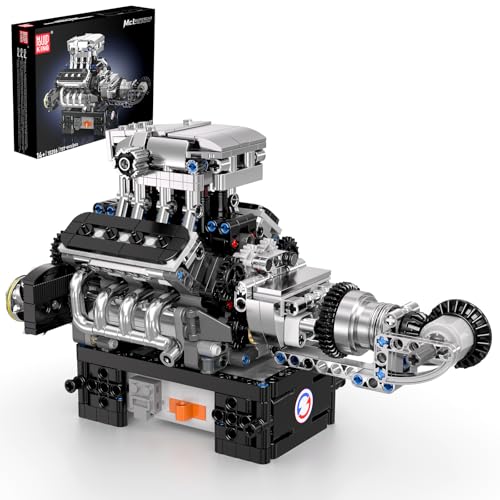 Mould King 10206 Technik V8 Motor Bausatz Bausteine Klemmbausteine Motor MCL V-8 Engine Kit Klemmbausteine Simulation Benzinmotor Modell für Erwachsene(737 Teile) von Mould King