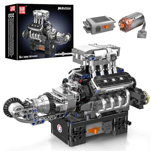 Mould King 10206 MOC Technik MCL Sportwagen（V8） Achtzylinder-Motor Reihenbenzinmotor-Blockbausatz Technologie Klemmbausteine Bausatz Enthält Motor und Batteriekasten Getriebe-Modell （737 Teile+） von Mould King
